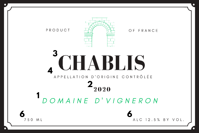 Imported wine label example