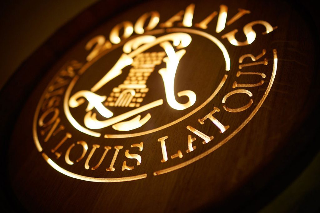 Louis Latour logo in a barrel