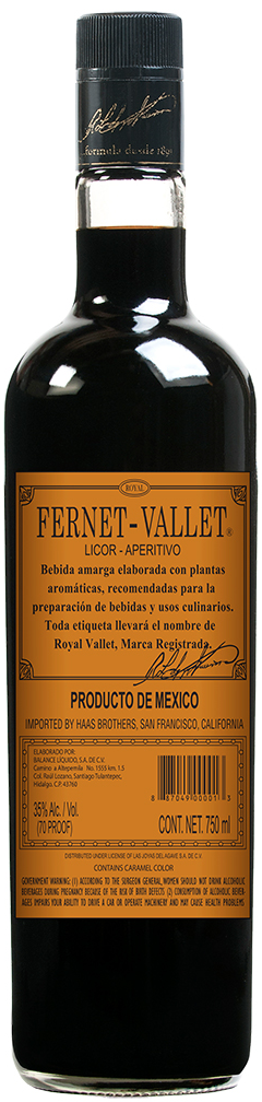 Fernet-Vallet Liqueur Aperitivo