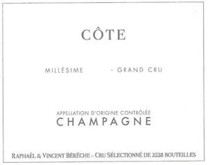 Raphael et Vincent Bereche Champagne Blanc de Blancs Grand Cru Cote Millesime