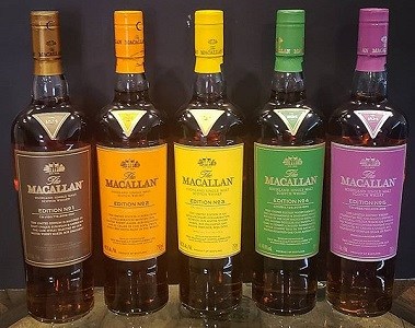 The Macallan Scotch Single Malt Edition Set No.'s 1-5 The Macallan Scotch Single Malt Edition Set No.'s 1-5