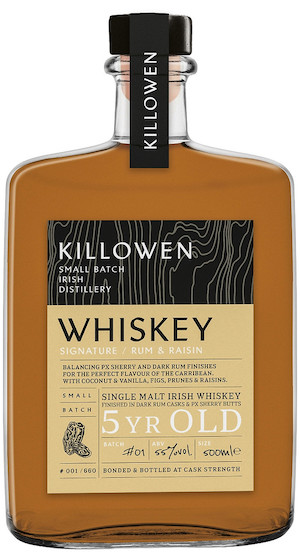 Killowen Distillery Irish Whiskey Single Malt Rum & Raisin Inspired Signature 5 Year