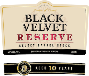 Black Velvet Canadian Whiskey Reserve Select Stock 10 Year