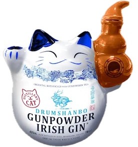 Drumshanbo Irish Gin Gunpowder Ceramic Bottle Distillery Cat