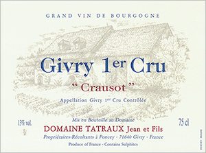 Domaine Tatraux Givry 1er Cru Blanc Crausot