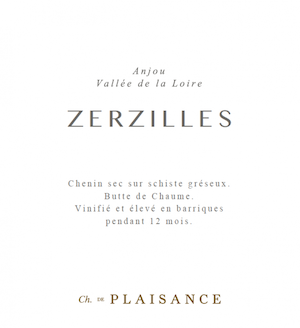 Chateau De Plaisance Anjou Blanc 'Zersilles'