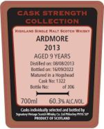 Ardmore By Signatory Scotch Single Malt Cask Strength Hogshead Matured 9 Year Ardmore By Signatory Scotch Single Malt Cask Strength Hogshead Matured 9 Year