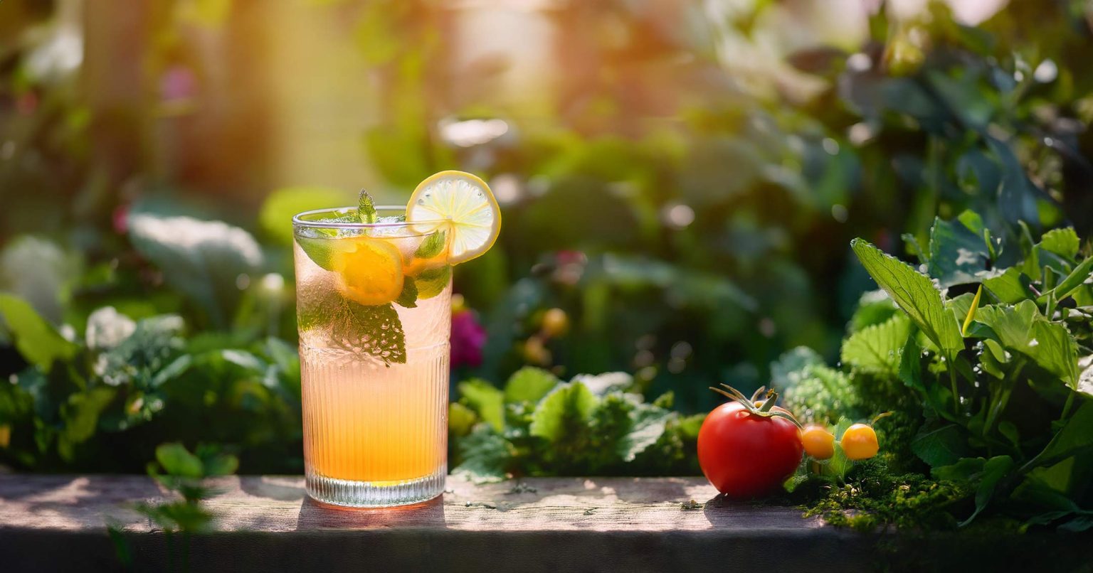 Mixed drink in a small garden
