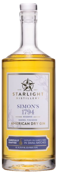 Starlight Distillery Gin American Dry Simon's 1794 Reserve 'Barrel-Finished' Starlight Distillery Gin American Dry Simon's 1794 Reserve 'Barrel-Finished'