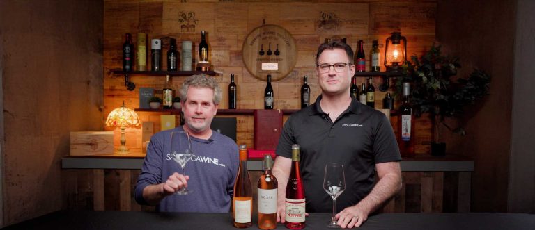 Chris and Nick with 3 bottles of great rosé