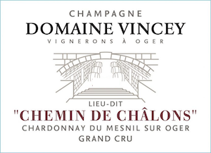 Domaine Vincey Champagne Brut Nature Blanc de Blancs Grand Cru "Chemin de Chalons Mesnil sur Oger" Domaine Vincey Champagne Brut Nature Blanc de Blancs Grand Cru "Chemin de Chalons Mesnil sur Oger"
