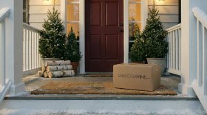 SaratogaWine.com package on a font porch