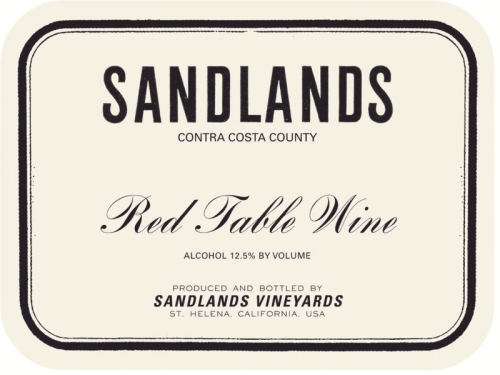 Sandlands Red Table Wine "Contra Costa"