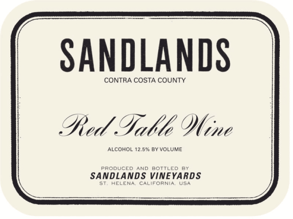 Sandlands Red Table Wine "Contra Costa" Sandlands Red Table Wine "Contra Costa"
