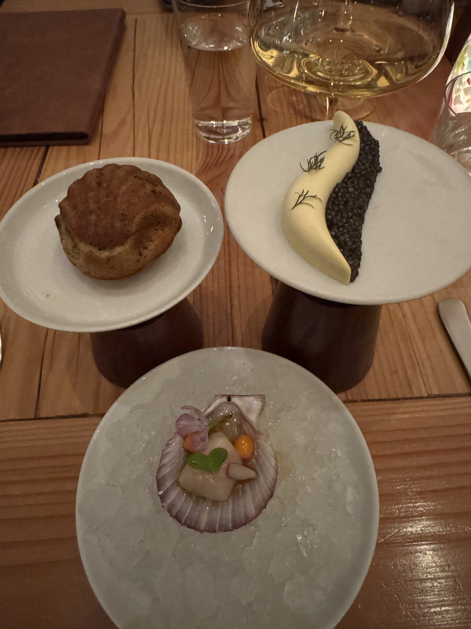 PRESS scallop caviar bread trio