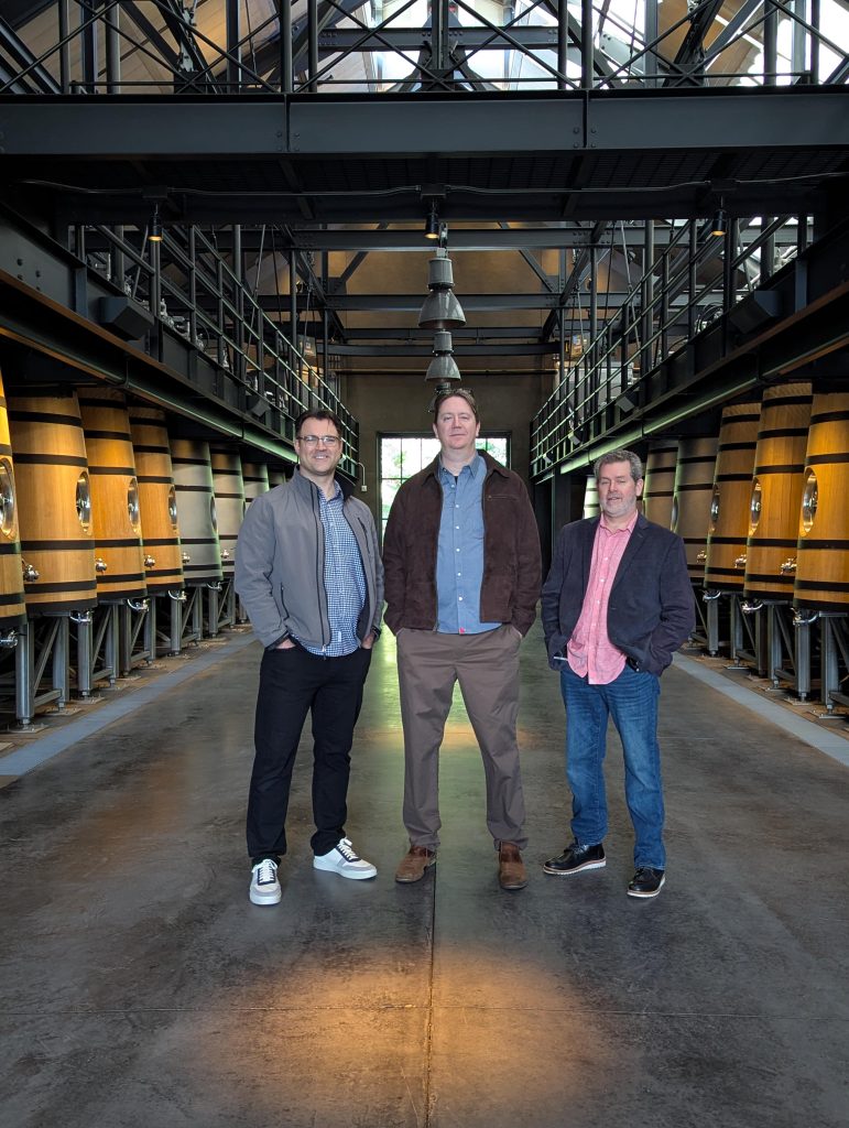 Nick, Matt, and Chris in the fermentation room at Promentory