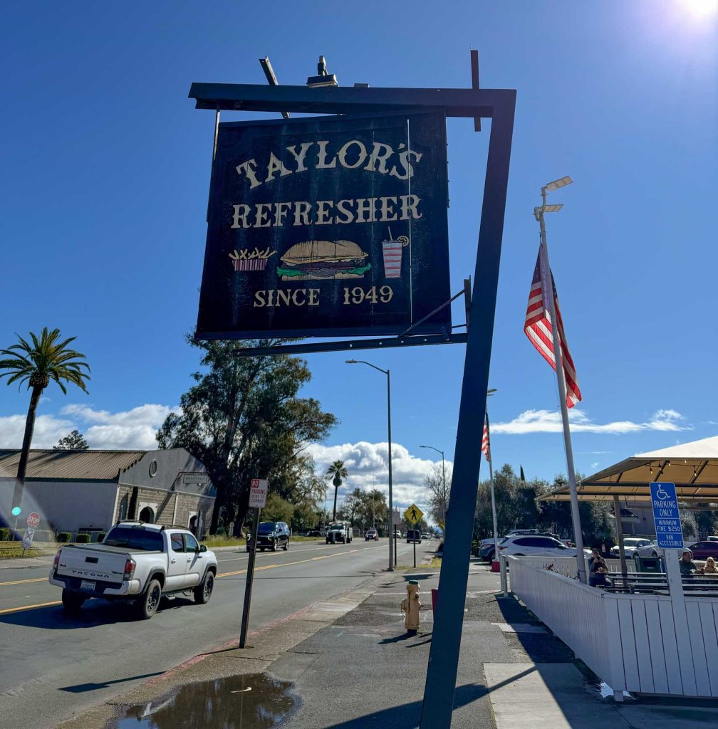 Taylor’s Refresher roadside sign in Napa